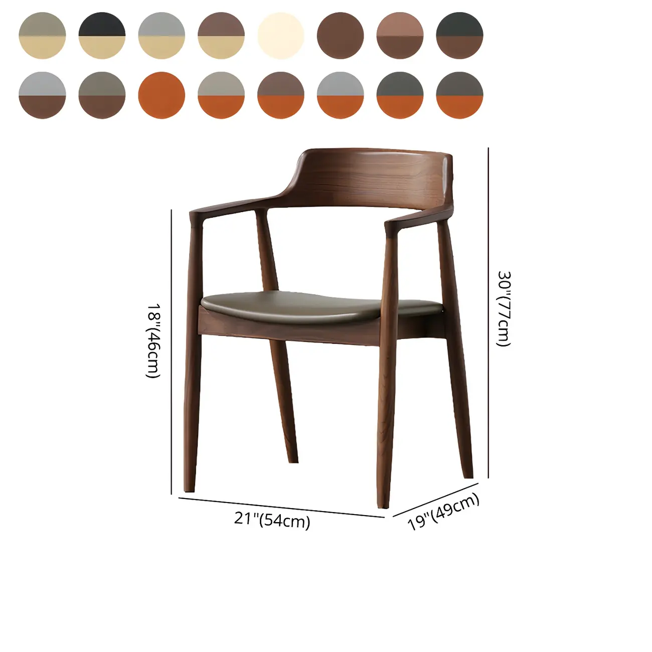 Mid Century Solid Wood Dining Chair Set of 2