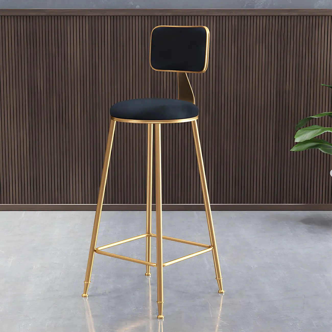 Round Velvet Upholstered Counter Bar Stools