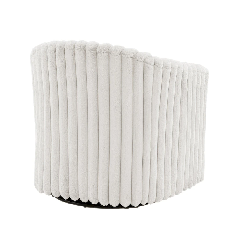 Faux Rabbit Fur Accent Chair 360-degree Swivel Barrel Chairs Set of 2