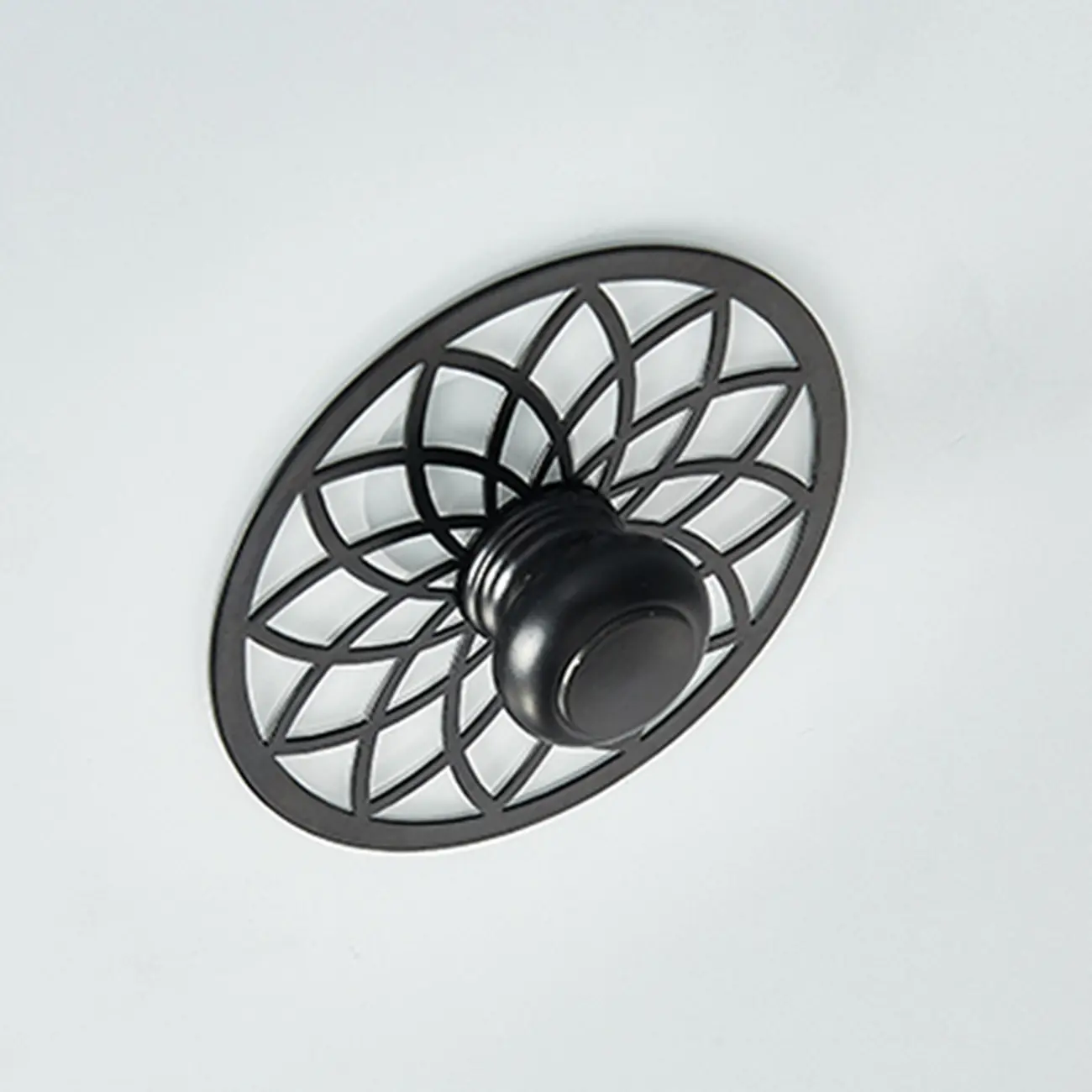 Classic Black Metal Drum Glass Flush Mount Ceiling Light