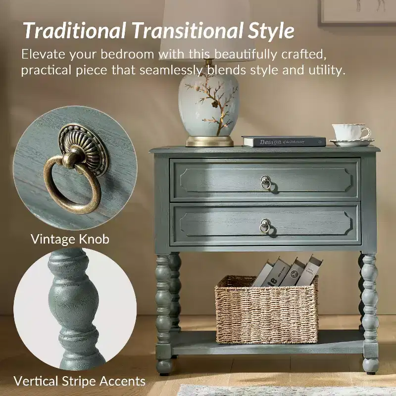 Jerardo 30 Tall 2-Drawer End Table with Built-in Charging Outlets Set of 2|ARTFUL LIVING DESIGNS