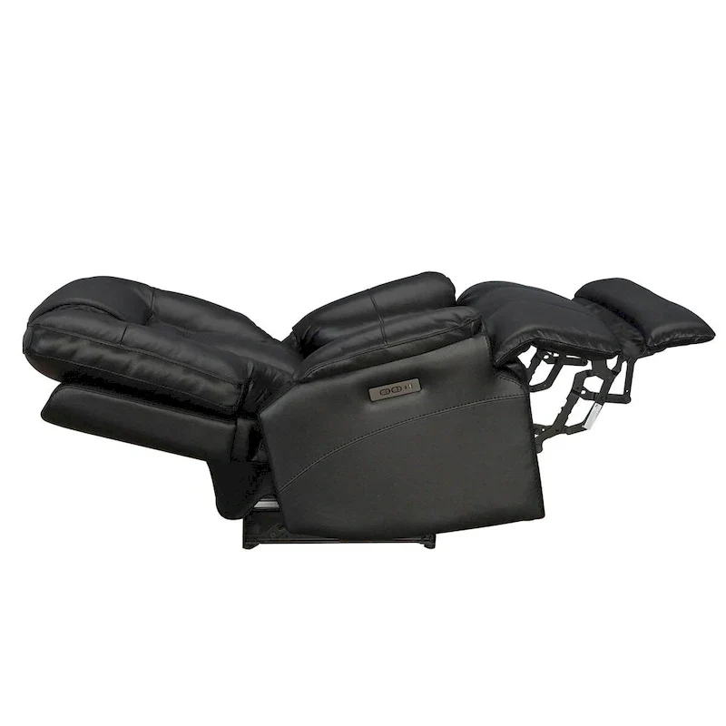 Top Grain Leater Black Zero Gravity Power Recliner With Adjustable Headrest Extendable Footrest