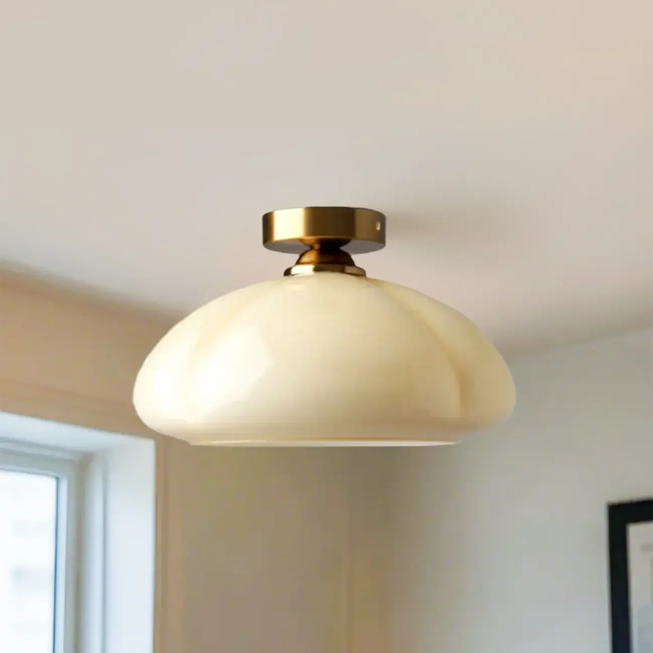 Dome-Shaped Glass LED Semi Flush Ceiling Light for Living Room