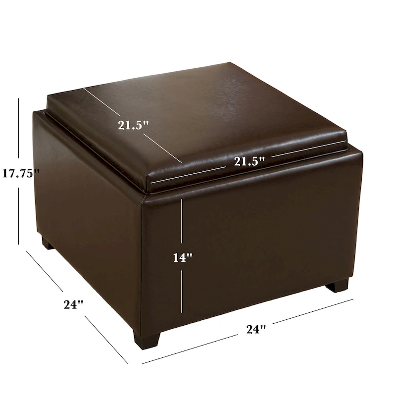 Wellington Bonded Leather Tray Top Ottoman by Christopher Knight Home