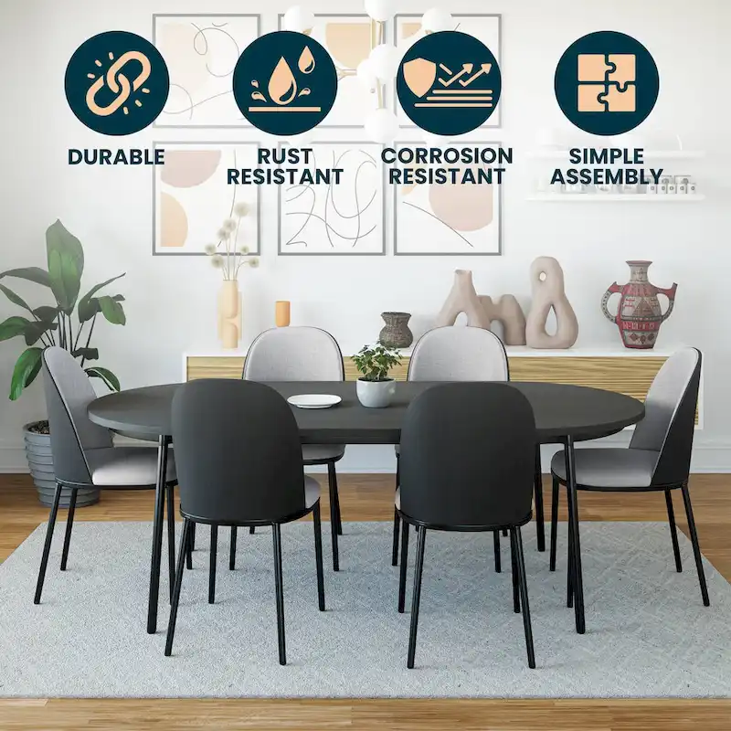 Dining Chair with Upholstered Seat Side Chair with MDF Wood Frame in Steel Set of 4