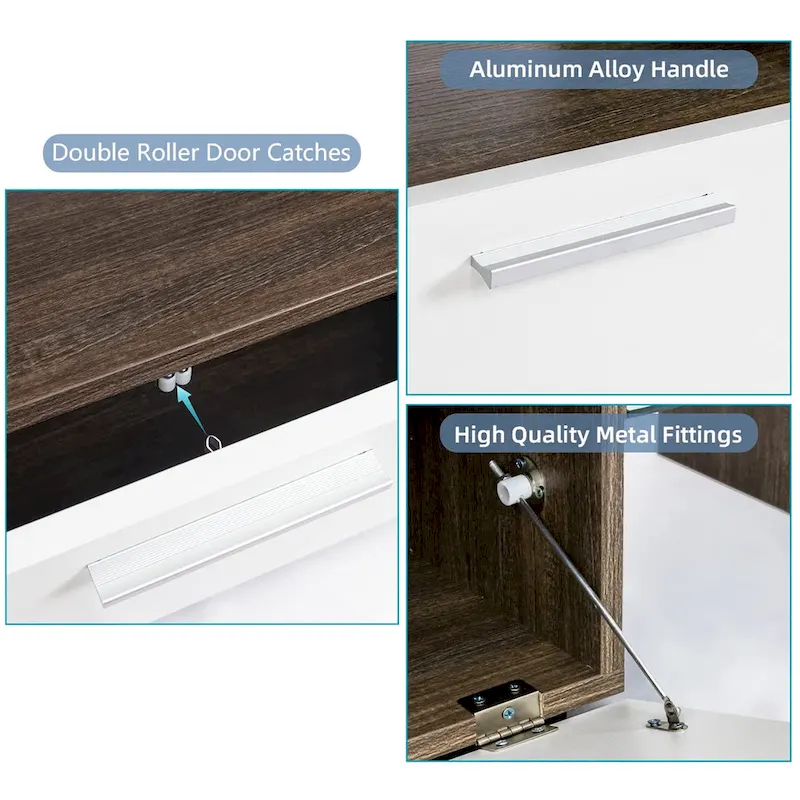 51 Modern LED TV Stand with Cabinet, 20 Minutes Quick Assembly - 51.18inch*13.78inch*17.72inch