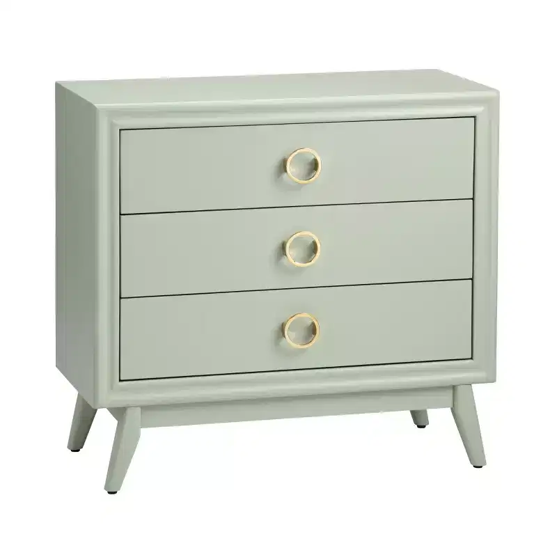 Green Solid Wood 3 Drawer Accent Chest