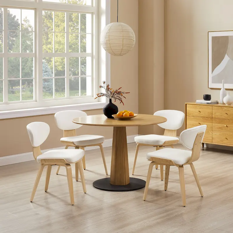Wood and PU Leather Dining Chair