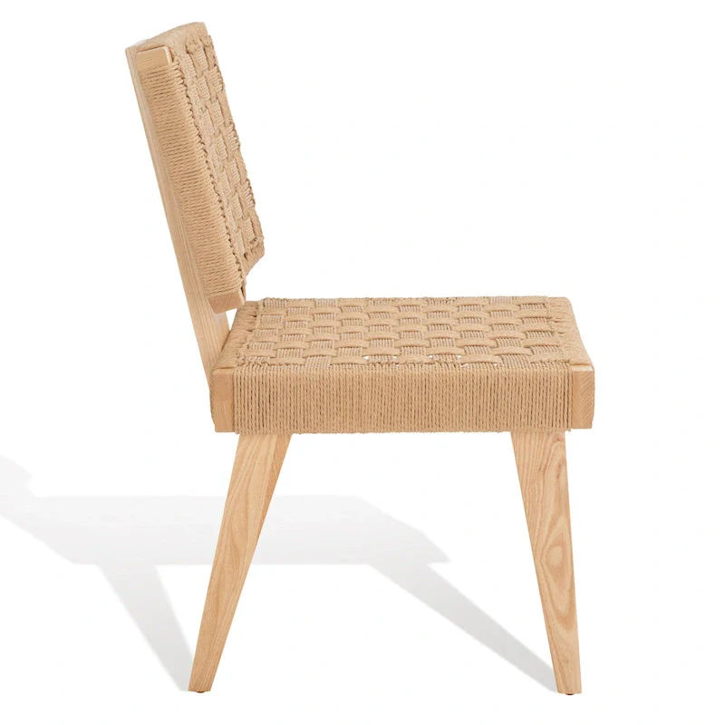 Woven Dining Chair Set of 2 - Natural Rattan Armless