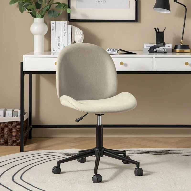 Ines Modern 0ffice Chair 360Whirling Armless With Metal Base by HULALA HOME