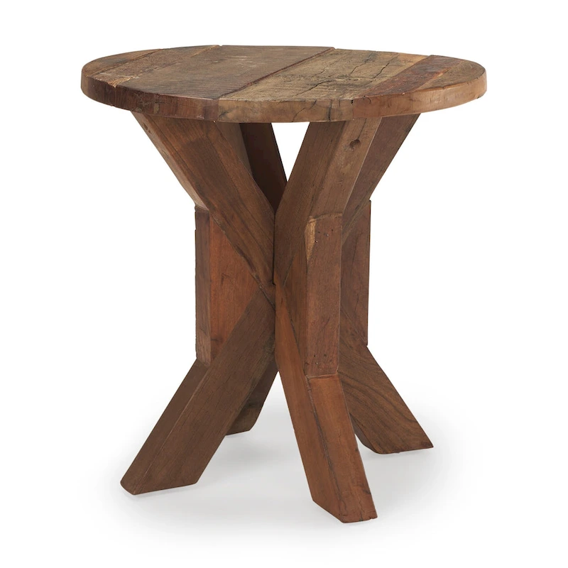 HomeRoots 26 Brown Distressed Reclaimed Wood End Table - 25.75' X '26' X '25.75