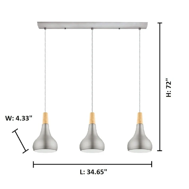 Eglo Sabinar 3-Light Brushed Nickel Linear Pendant