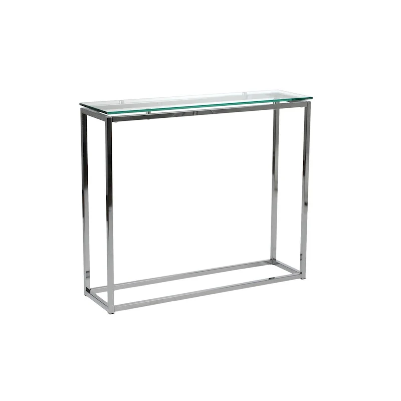 HomeRoots 36 Clear and Silver Glass Sled Console Table