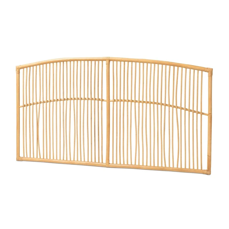 Malvina Modern Bohemian Natural Rattan Wall-mountable Headboard-Queen