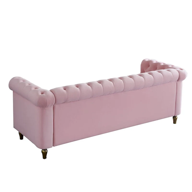 Chesterfield Velvet Sofa with Gold Strip Trim