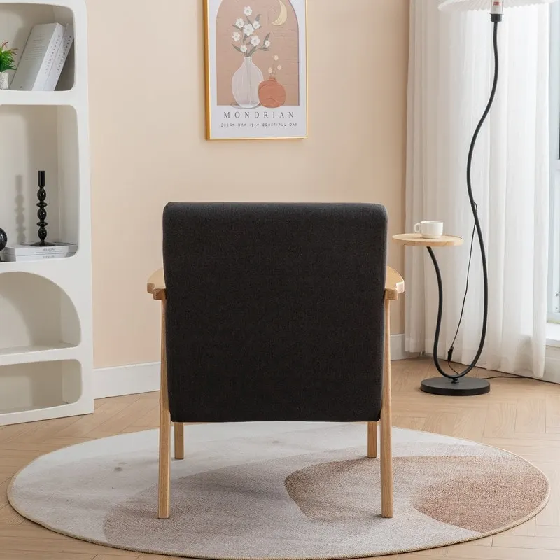 SEYNAR Mid Century Boucle Uplostered Soild Wood Accent Armchair with Pillow