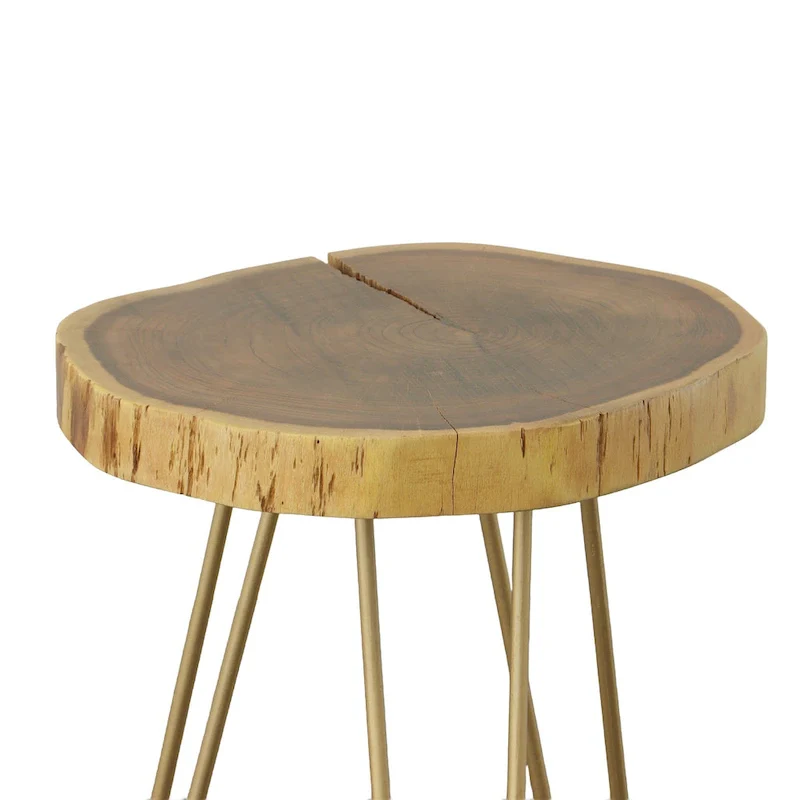Carolina Living Seti Live Edge Accent Table - Natural Top - Black Base