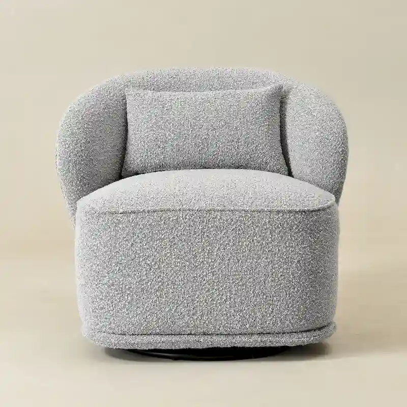 KINWELL 33 Wide Sherpa Boucle Upholstered Swivel Accent Chair