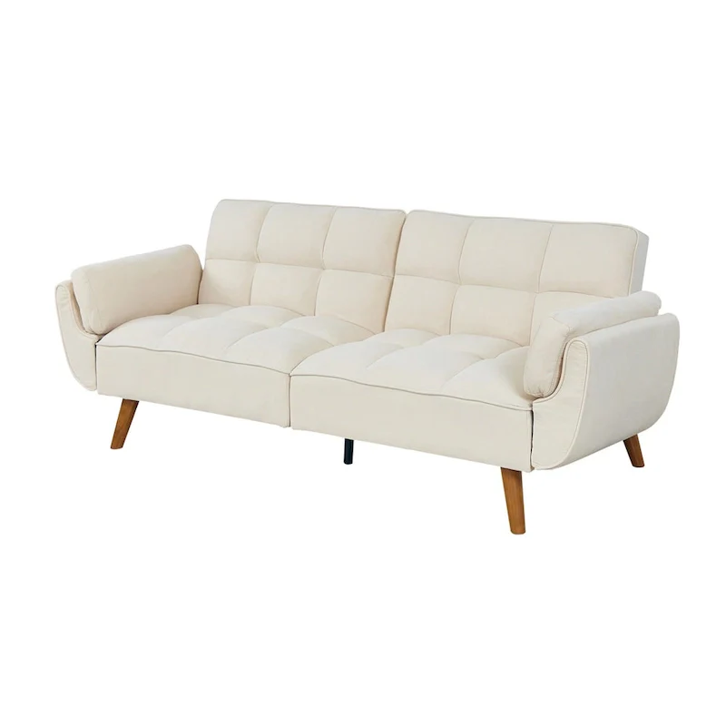 Linen Button-Tufted Loveseat Sofa, Beige/Grey/Black/Green/Yellow, Metal Legs, Seats 2