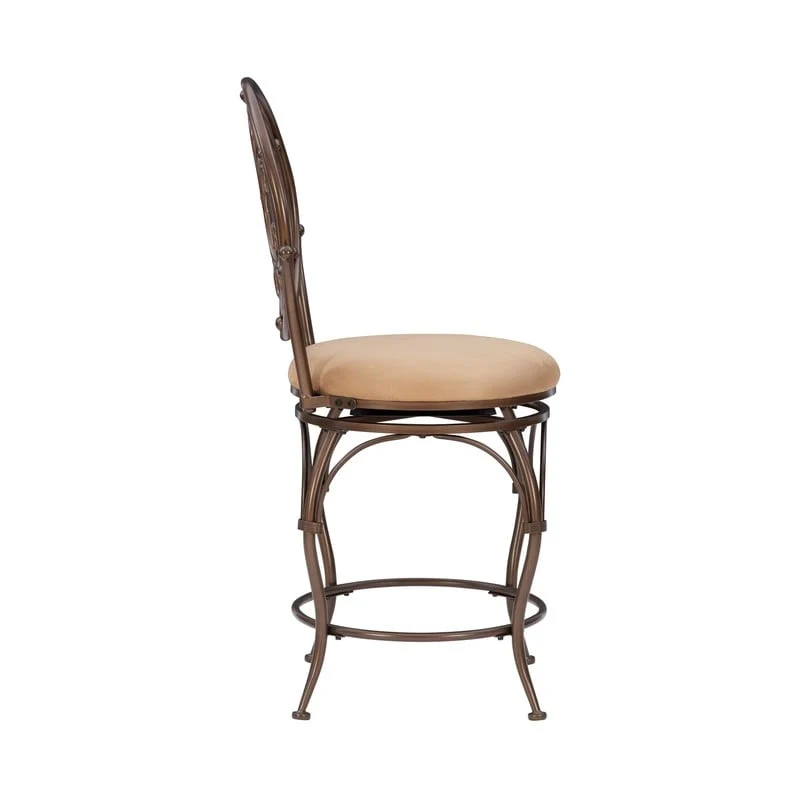 Scroll Back Swivel Counter Stool with Upholstered Seat