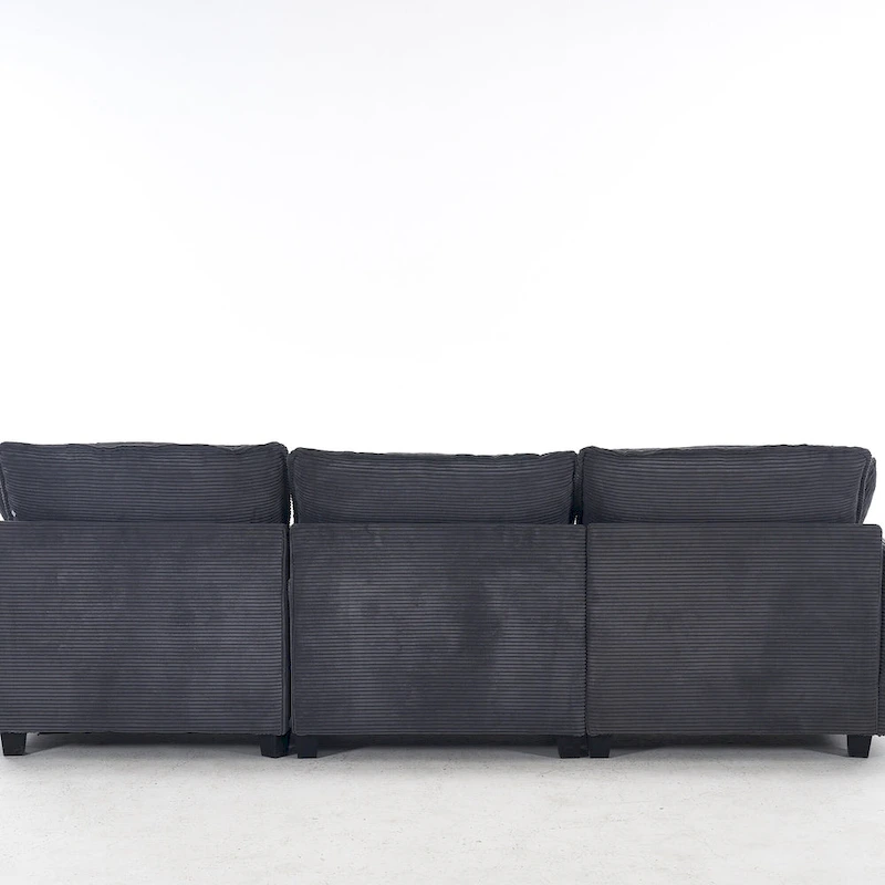 102 Velvet U-Shaped Sectional Sofa with Ottoman & Lumbar Pillows