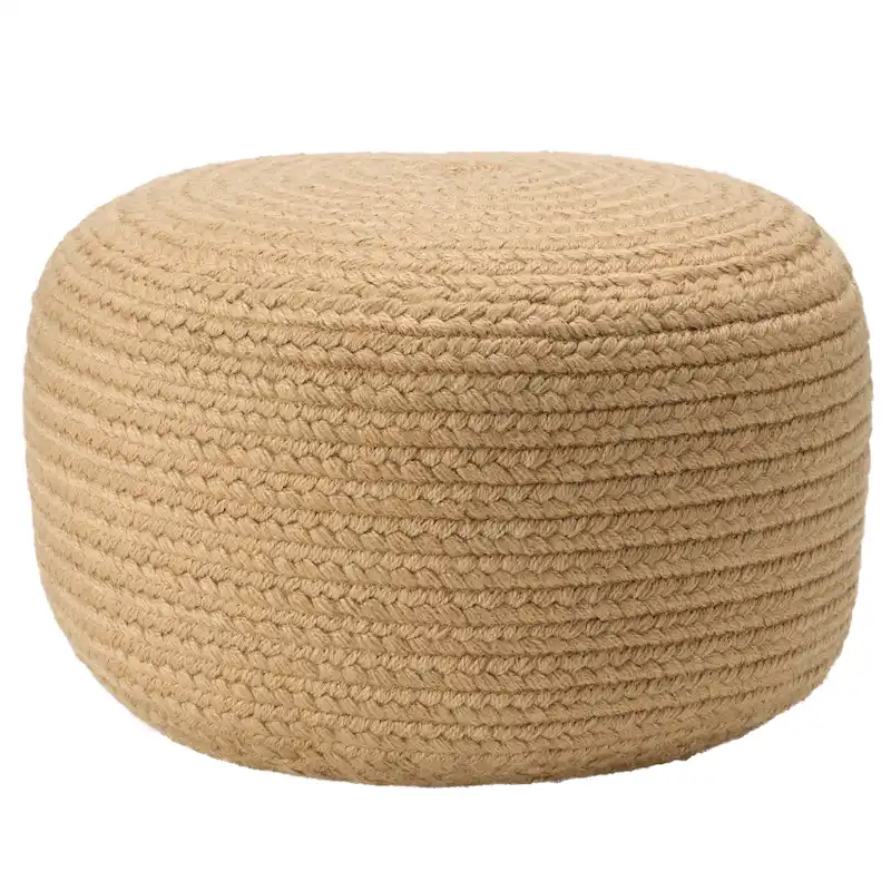 Jaipur Living Saba Solar Round Indoor/Outdoor Polyester Pouf Ottoman/Foot Stool - 18X18X12