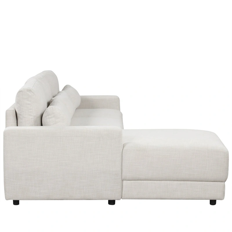 L-shaped Modular Sectional Sofa with Removable Back Cushions and 3 Pillows