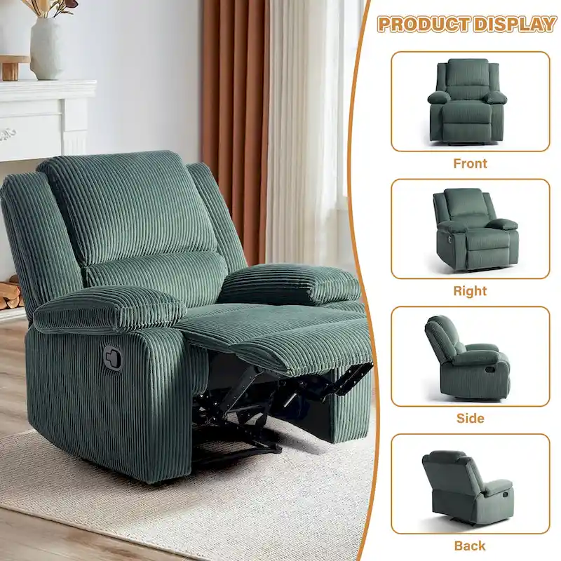 Vegan Leather Upholstered Push Back Manual Recliner Chair