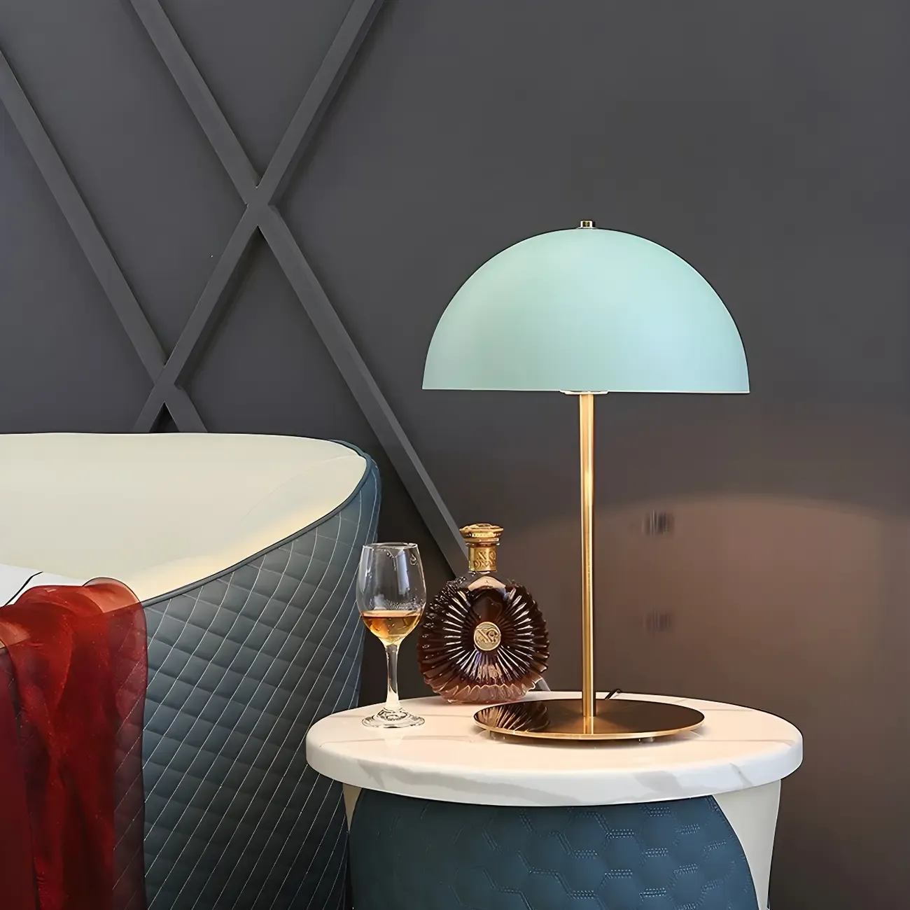 Macaron Iron Dome Shade Metal Table Lamp Plug in Electric