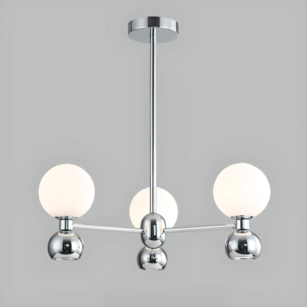Modern Style White Globe Chandelier with Metal Frame