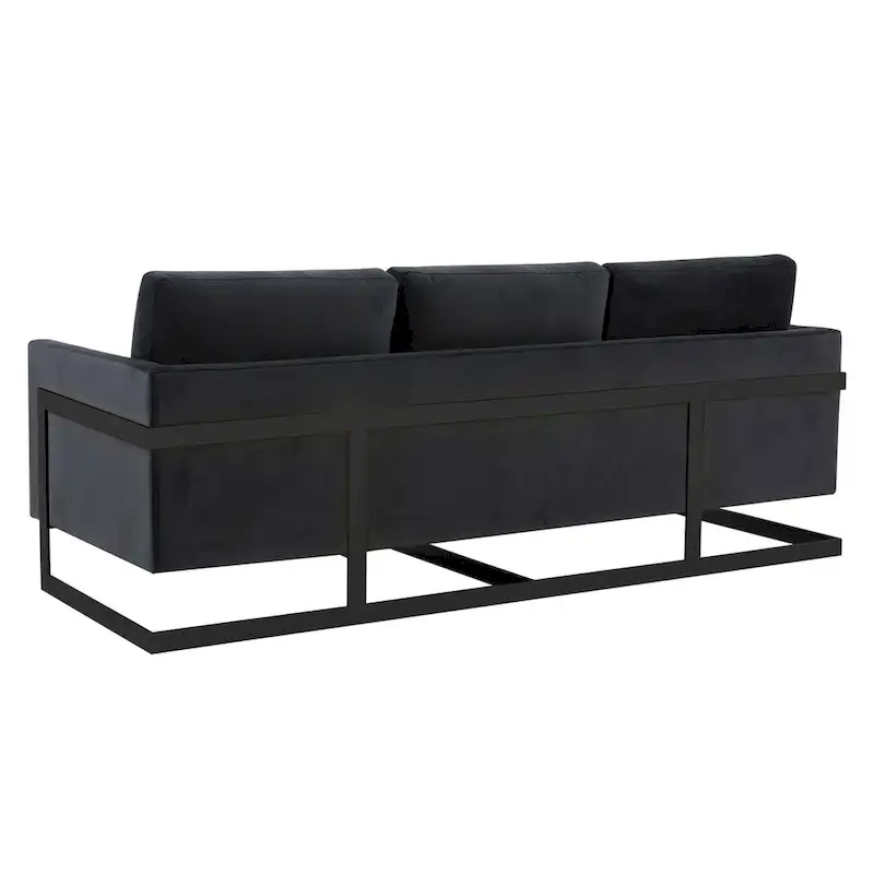 Leisuremod Lincoln 3-Seater Upholstered Velvet Sofa with Black Stainless-Steel Base