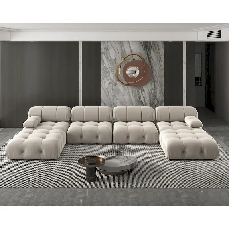 Velvet Sectional Sofa Reversible Modular Couch