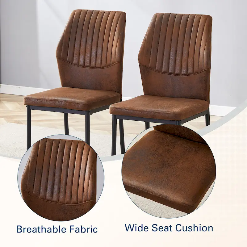 Set of 6 High Resilience Dining Chair with Metal Black Leg