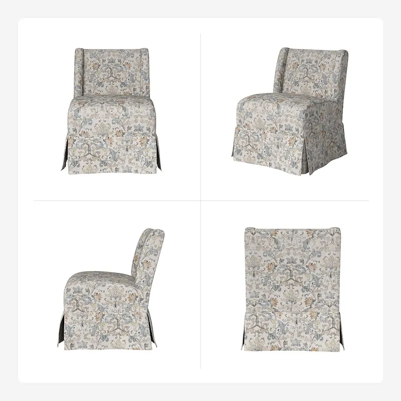 Falk Transitional Upholstered Slipper Chair with Slipcover and Solid Wood Legs Set of 2 by HULALA HOME