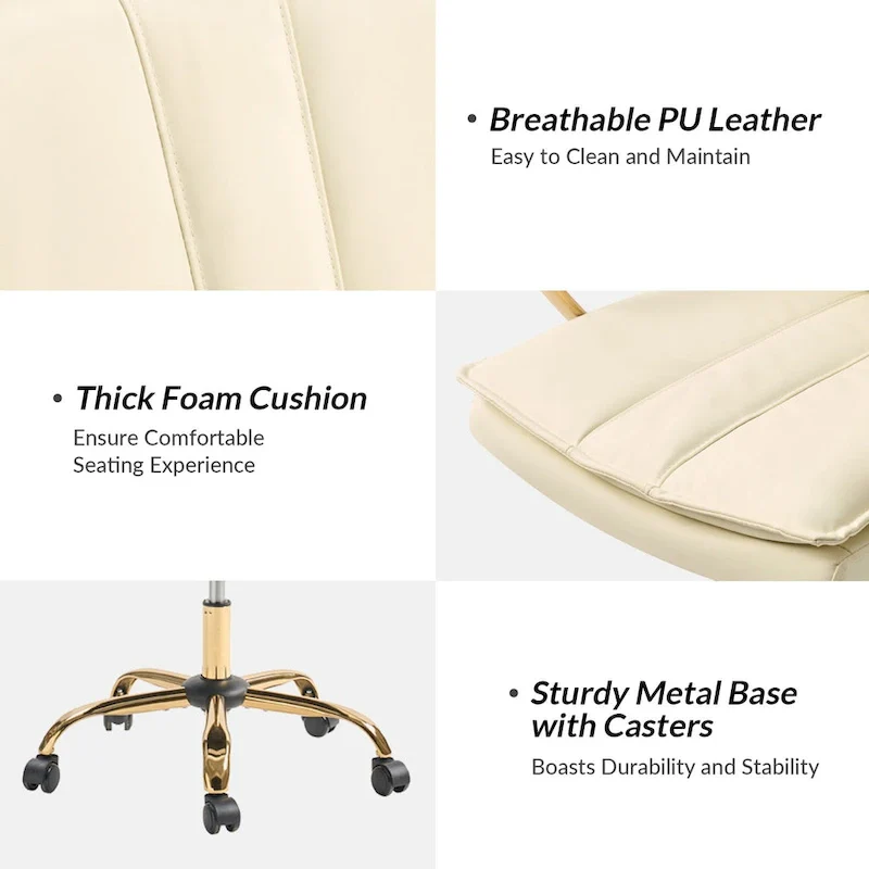 Ignacio Modern Leather Rocking Office Chair with Metal Base by