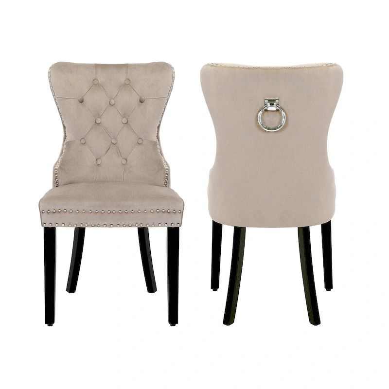 Grandview Tufted Upholstered Dining Chair (Set of 2) with Nailhead Trim and Ring Pull