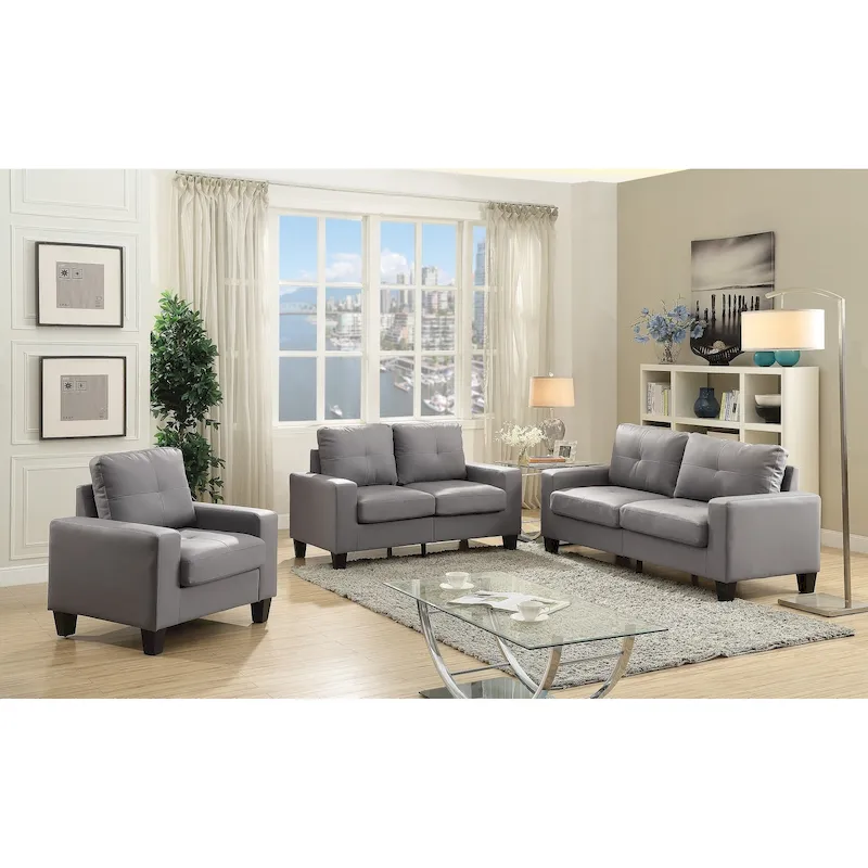71 in. W Track Arm Faux Leather 3-Seat Sofa