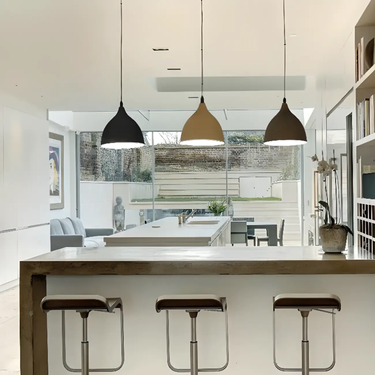 Modern Curved Tapered Adjustable Kitchen Island Pendant Light