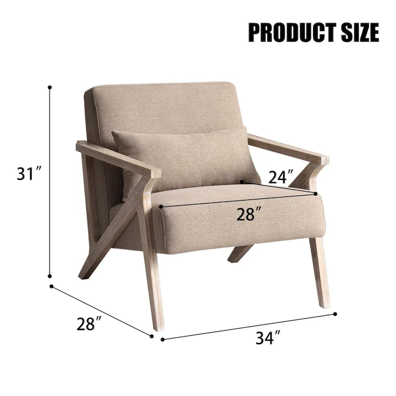 Accent Armchair Solid Hardwood Upholstered