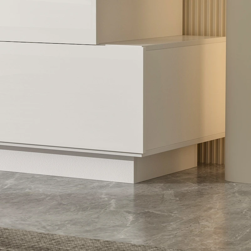 High Glossy Six-Drawer Dresser Chest with Off-Set Design (Black/White)