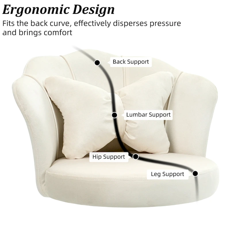 XINMICS Modern Velvet Task Chair 360 Swivel Adjustable Height Office Chair