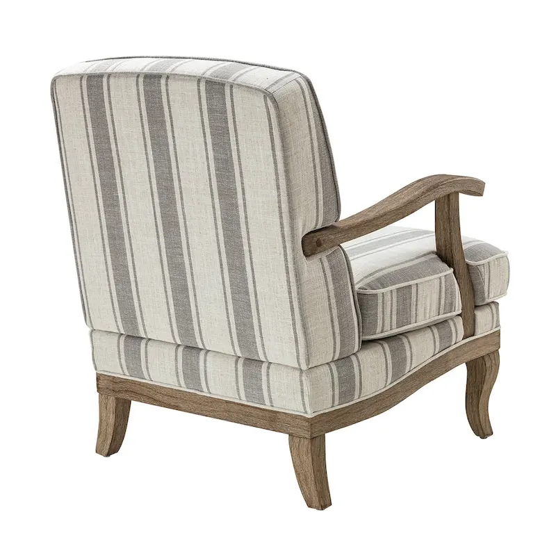 Rinaldo Farmhouse Polyester Armchair with Solid Wood Legs by HULALA HOME