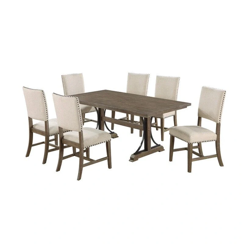 Rustic Dining Table with Upholstered Chairs