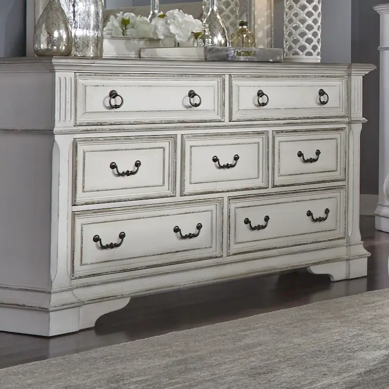 The Gray Barn Abbey Park Weathered Brown & Antique White 7 Drawer Dresser