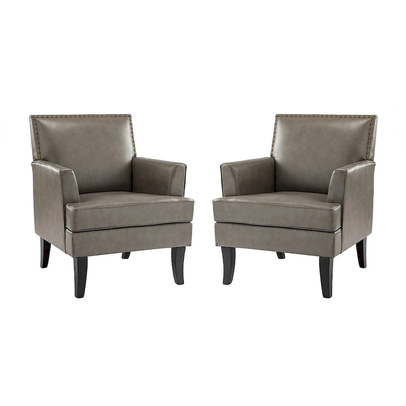 Nileus Modern Classic Polyester Accent Chair with Solid Wooden Legs Set of 2 by HULALA HOME