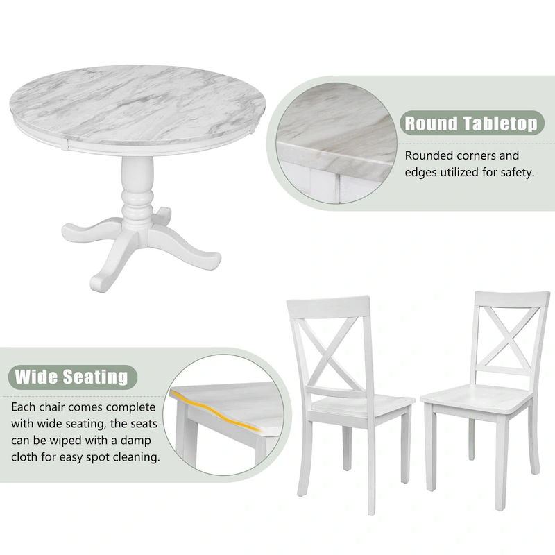 5-Piece Modern Wooden Dining Set with Round Table & Chairs