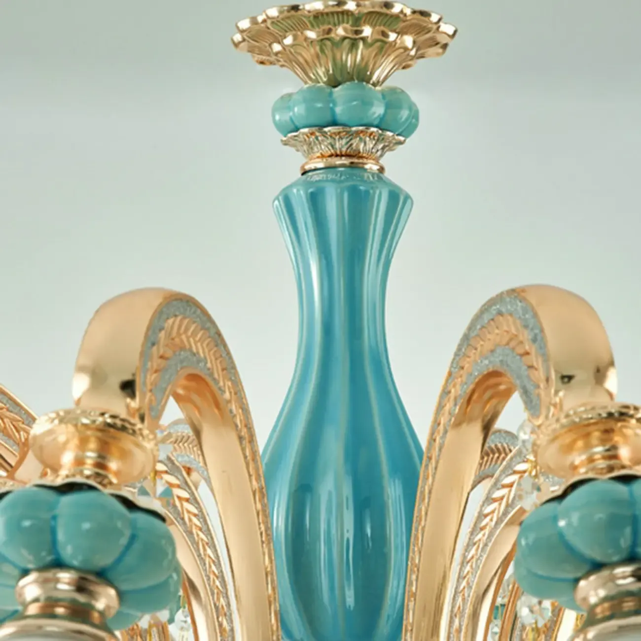 Living Room Down Light Crystal Chandelier with Flower Glass Shape