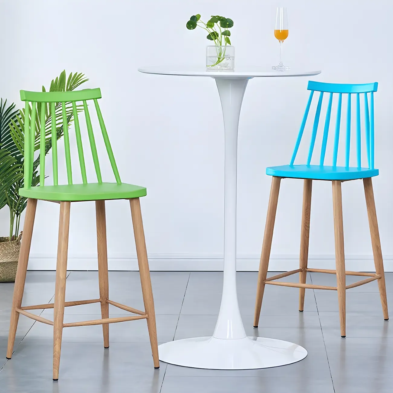 Simple White Round Metal Small Cocktail Bar Table