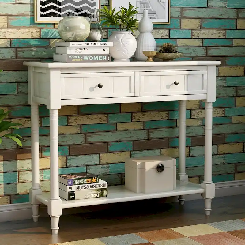 Daisy Series Console Table with 2 Drawers and Bottom Shelf