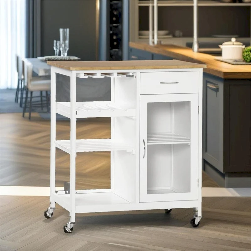 Rolling Kitchen Island with Storage
